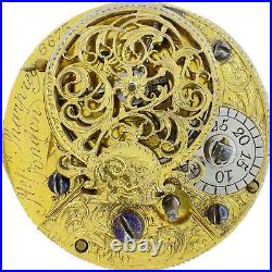 Antique 18th Century Sharprey KeyWind Verge Fusee Pocket Watch SterlingPair Case