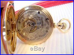 Antique 1900 ELGIN Pocket Watch in 14K Gold Filled Hunter Case Size 18 Runs