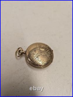 Antique 1900 Elgin 222 0s 7j Pocket Watch Wadsworth 10ktGF 20yr Hunter Bird Case