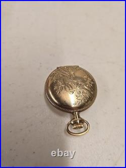 Antique 1900 Elgin 222 0s 7j Pocket Watch Wadsworth 10ktGF 20yr Hunter Bird Case