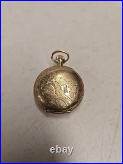 Antique 1900 Elgin 222 0s 7j Pocket Watch Wadsworth 10ktGF 20yr Hunter Bird Case