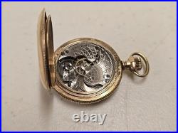 Antique 1900 Elgin 222 0s 7j Pocket Watch Wadsworth 10ktGF 20yr Hunter Bird Case