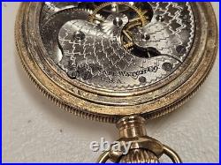Antique 1900 Elgin 222 0s 7j Pocket Watch Wadsworth 10ktGF 20yr Hunter Bird Case