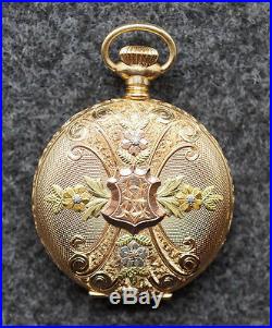 Antique 1900 Waltham Pocket Watch Jewels 7 Sz 0 14k Solid Gold Case Working
