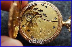 Antique 1900 Waltham Pocket Watch Jewels 7 Sz 0 14k Solid Gold Case Working