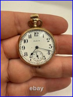 Antique 1900s Elgin 32.5mm Pocket Watch Gold Filled Case Running