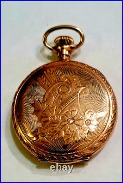 Antique 1901 Ladies Hampden Sz 6 Gold Filled Hunter Case Pocket Watch