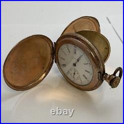 Antique 1901 Waltham Pocket Watch Seaside 15j Model 1890 Hunter Dueber Case GF