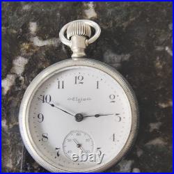 Antique 1902 Elgin Pocket Watch Size 18s Working Fahys Oresilver Train Case