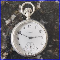 Antique 1902 Elgin Pocket Watch Size 18s Working Fahys Oresilver Train Case