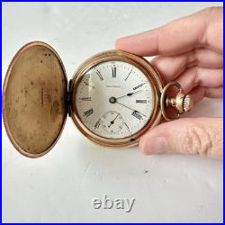 Antique 1902 Waltham Pocket Watch 15 Jewel Hunter Case 6s Gold-Filled Ornate