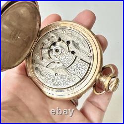 Antique 1902 Waltham Pocket Watch 15 Jewel Hunter Case 6s Gold-Filled Ornate