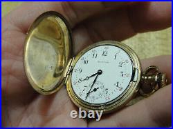 Antique 1903 American Waltham Pocket Watch Hunter Case 7j