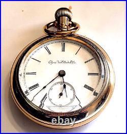 Antique 1904 Elgin Pocket Watch, Size 18, Train Embossed Case