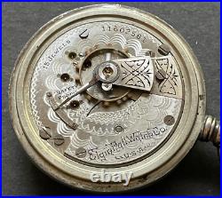 Antique 1905 Elgin Grade 297 Pocket Watch Sterling Silver Case Running 18s 15j