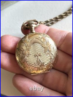 Antique 1905 GF Elgin Pocket Watch With Chain 15 Jewels Hunters Case WORKS