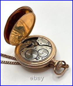 Antique 1906 Waltham Gold Filled Pocket Watch NM RUNS w 52 Fob Chain w Diamond