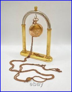 Antique 1906 Waltham Gold Filled Pocket Watch NM RUNS w 52 Fob Chain w Diamond
