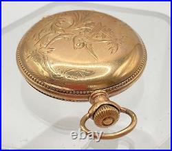 Antique 1906 Waltham Gold Filled Pocket Watch NM RUNS w 52 Fob Chain w Diamond