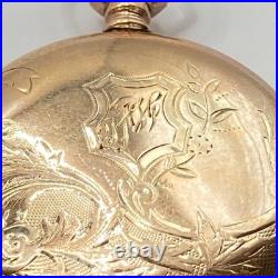 Antique 1906 Waltham Gold Filled Pocket Watch NM RUNS w 52 Fob Chain w Diamond