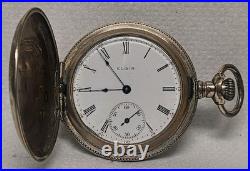 Antique 1908 Elgin Pocket Watch 7 Jewels RUNNING Gold Filled Ornate Floral Case