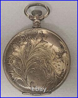 Antique 1908 Elgin Pocket Watch 7 Jewels RUNNING Gold Filled Ornate Floral Case