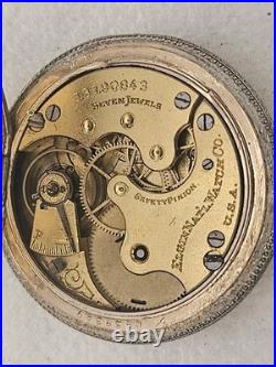 Antique 1908 Elgin Pocket Watch 7 Jewels RUNNING Gold Filled Ornate Floral Case
