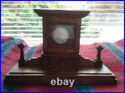 Antique 1908 Hunting Scene Pocket Watch & Edwardian Oak Cabinet Box Display Case