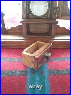 Antique 1908 Hunting Scene Pocket Watch & Edwardian Oak Cabinet Box Display Case