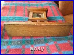 Antique 1908 Hunting Scene Pocket Watch & Edwardian Oak Cabinet Box Display Case