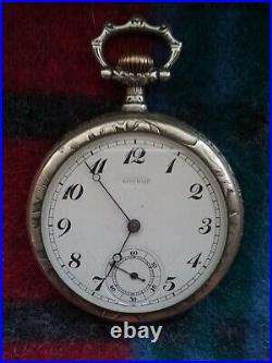Antique 1908 Hunting Scene Pocket Watch & Edwardian Oak Cabinet Box Display Case