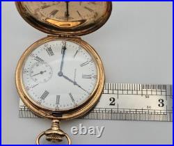 Antique 1908 Waltham 15J 12s Pocket Watch 14k Solid Gold Roy Hunter Case Runs