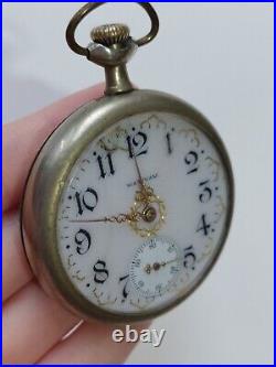 Antique 1908 Waltham Grade 610 Model 1908 7j 16s Pocket Watch Steel Case Running