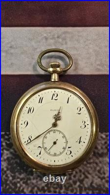 Antique 1909 Elgin Pocket Watch 15 Jewels Gold Filled Cyclone Case