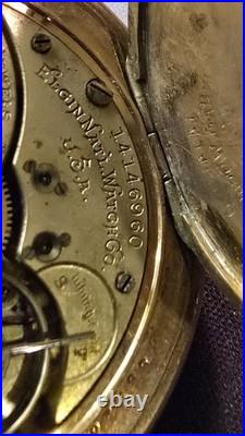 Antique 1909 Elgin Pocket Watch 15 Jewels Gold Filled Cyclone Case
