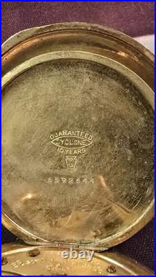 Antique 1909 Elgin Pocket Watch 15 Jewels Gold Filled Cyclone Case