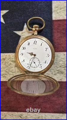 Antique 1909 Elgin Pocket Watch 15 Jewels Gold Filled Cyclone Case