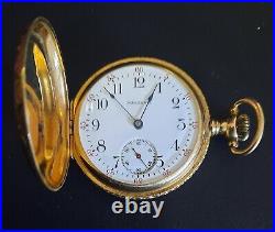 Antique 1909 Waltham 14K Gold, 15J, Dubois Hunter Case Pocket Watch