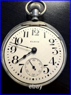 Antique 1910 Elgin 18s Pocket Watch 17 J Model 5 with Keystone Silveroid Case