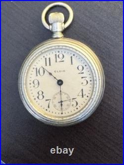 Antique 1910 Elgin 18s Pocket Watch 17 J Model 5 with Keystone Silveroid Case
