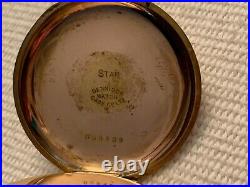 Antique 1912 ELGIN Star Dennison GF HUNTING CASE POCKET WATCH 7 Jewels Size 16s