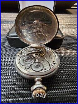 Antique 1912 Elgin Grade 320 Pocket Watch Sterling Case / 0s / 7j / Running