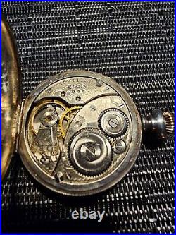 Antique 1912 Elgin Grade 320 Pocket Watch Sterling Case / 0s / 7j / Running