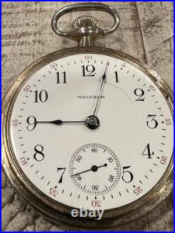 Antique 1913 Waltham Pocket Watch 17 Jewel Movement, Nickel Case, Runs