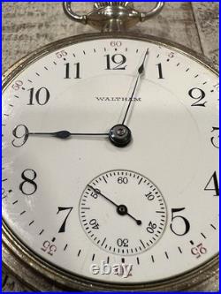 Antique 1913 Waltham Pocket Watch 17 Jewel Movement, Nickel Case, Runs