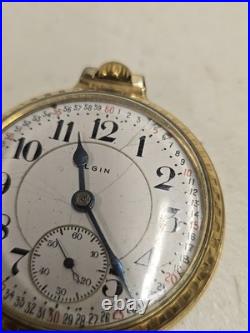 Antique 1919 Elgin 454 Father Time 16s 21j Railroad Pocket Watch 12kt GF Case