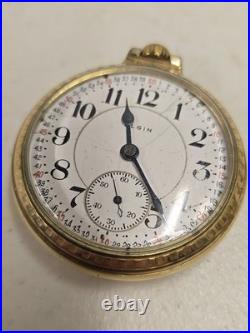 Antique 1919 Elgin 454 Father Time 16s 21j Railroad Pocket Watch 12kt GF Case