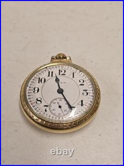 Antique 1919 Elgin 454 Father Time 16s 21j Railroad Pocket Watch 12kt GF Case