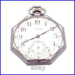 Antique 1919 Waltham Pocket Watch 17 Jewels Octagon Case Size 12S Runs Well