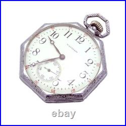 Antique 1919 Waltham Pocket Watch 17 Jewels Octagon Case Size 12S Runs Well